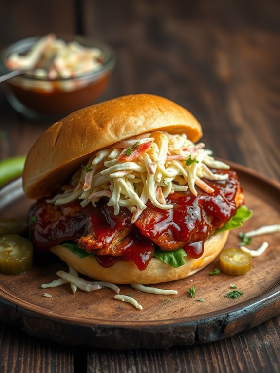 bbq chicken coleslaw sandwich