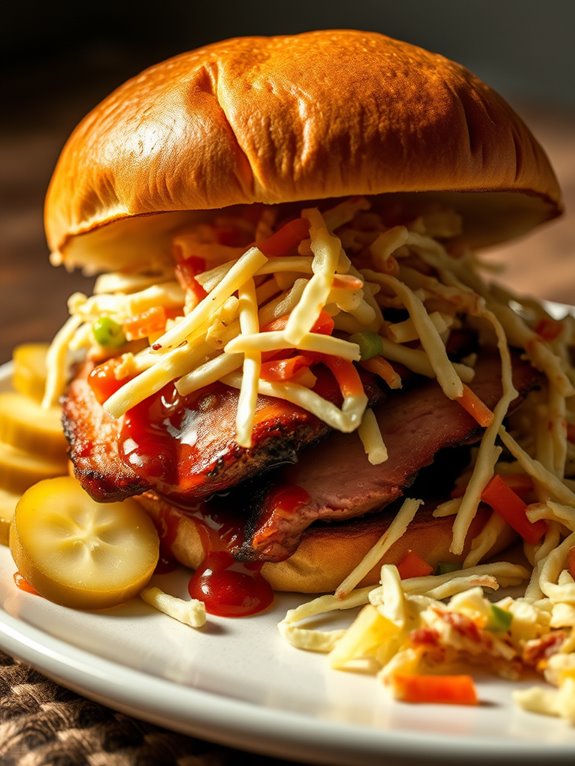 bbq ham sandwich coleslaw