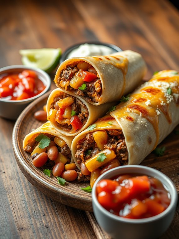 beef and bean burritos