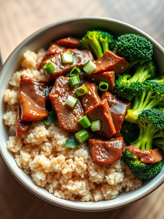 beef and broccoli bowls