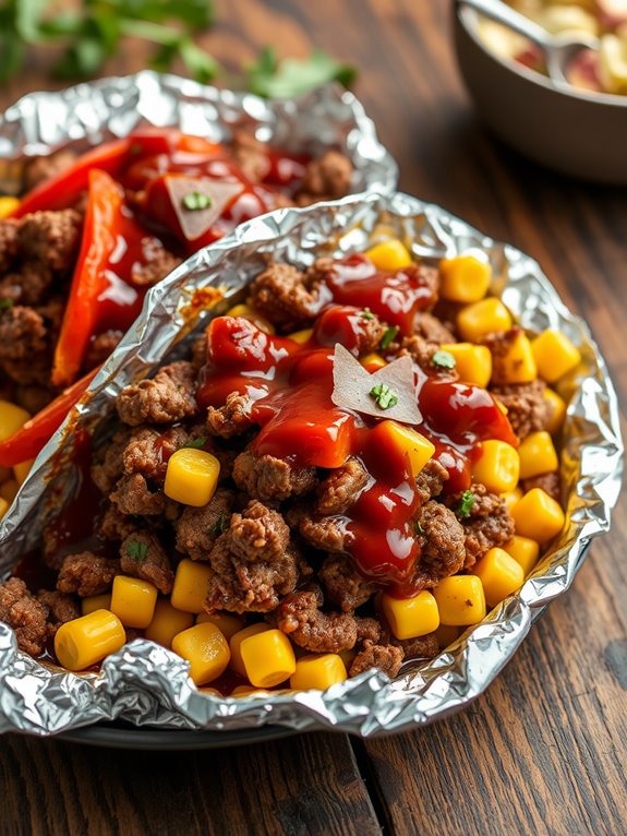 beef and corn barbecue packets