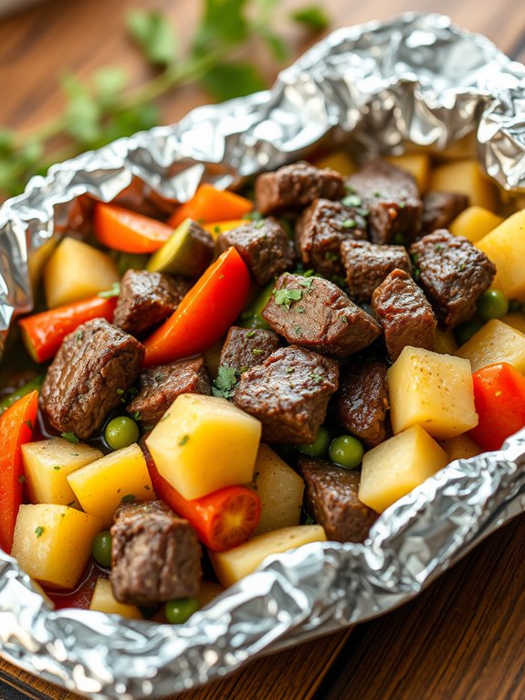 beef and vegetable foil packets