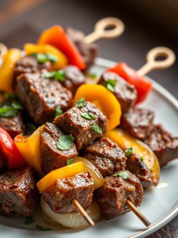 beef kabobs with peppers