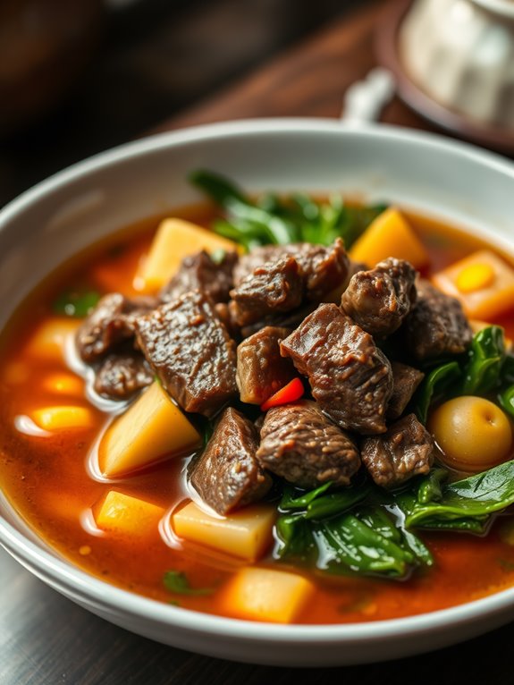 beef soup with greens