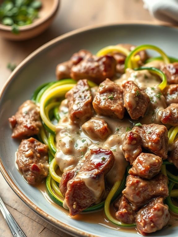 beef stroganoff with zoodles