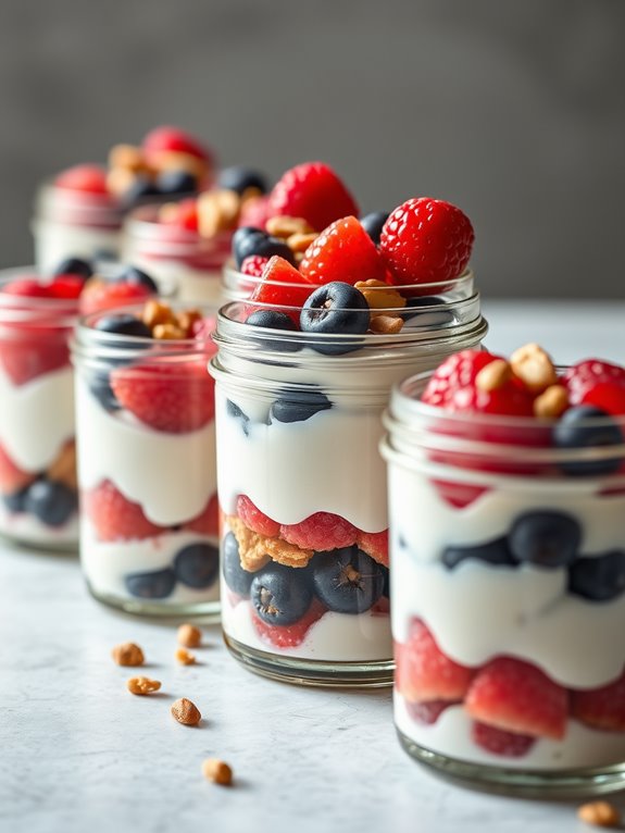 berry topped greek yogurt parfaits