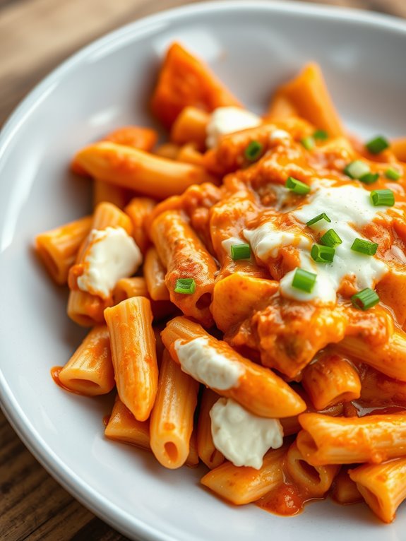 buffalo chicken pasta bake