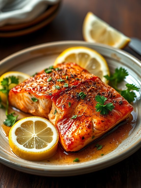 cajun seasoned seared salmon dish