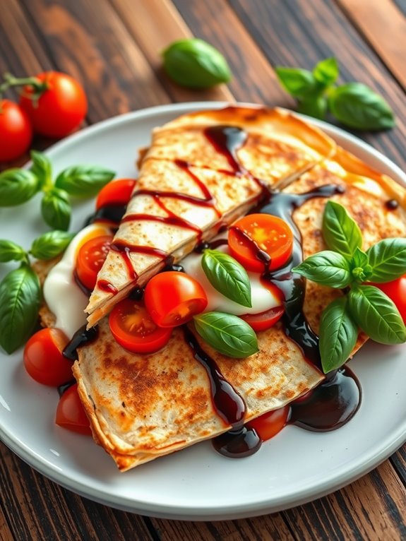 caprese inspired basil quesadilla