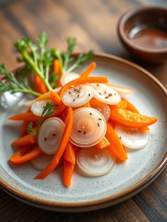 carrots and daikon nishime dish