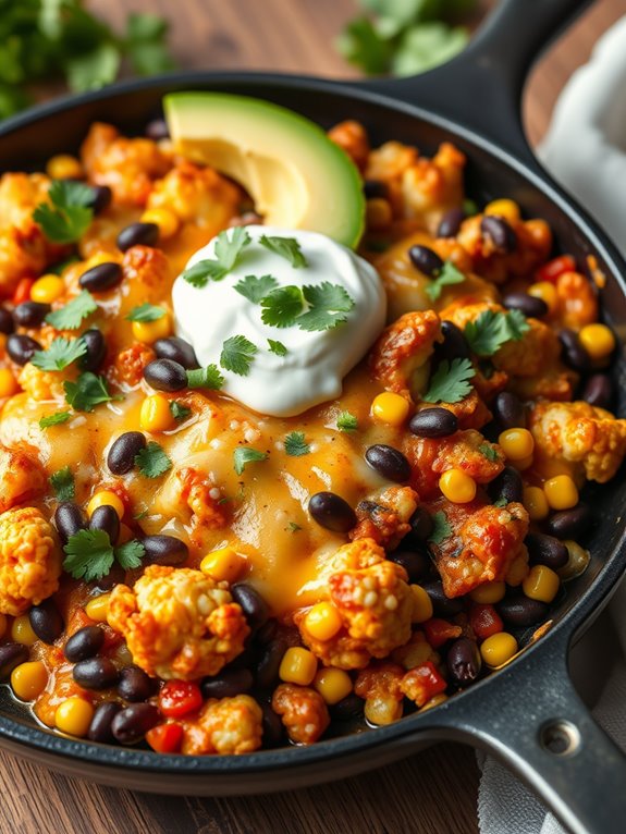 cauliflower enchilada skillet dish