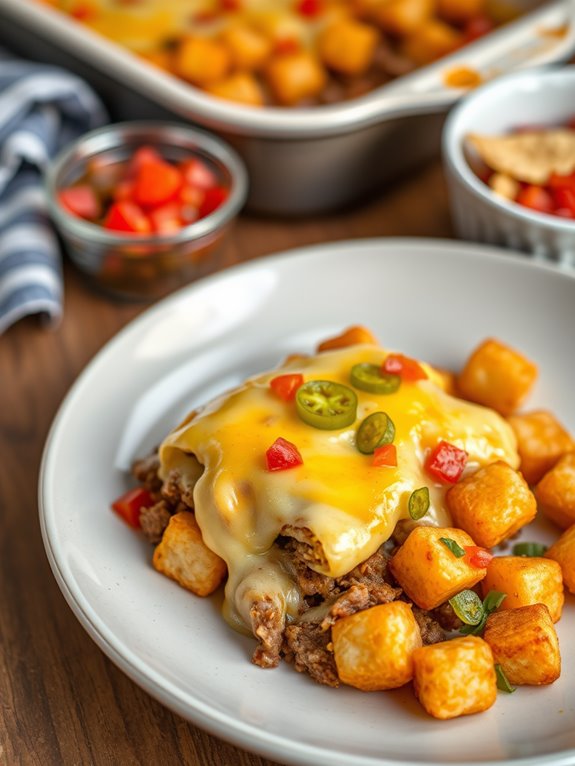 cheeseburger and tater tots