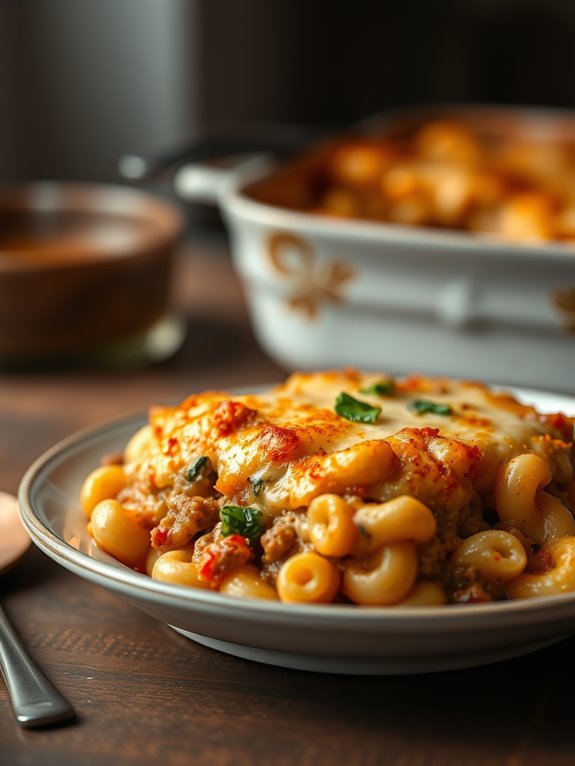 cheesy beef macaroni casserole