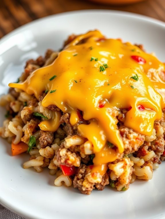 cheesy beef rice casserole