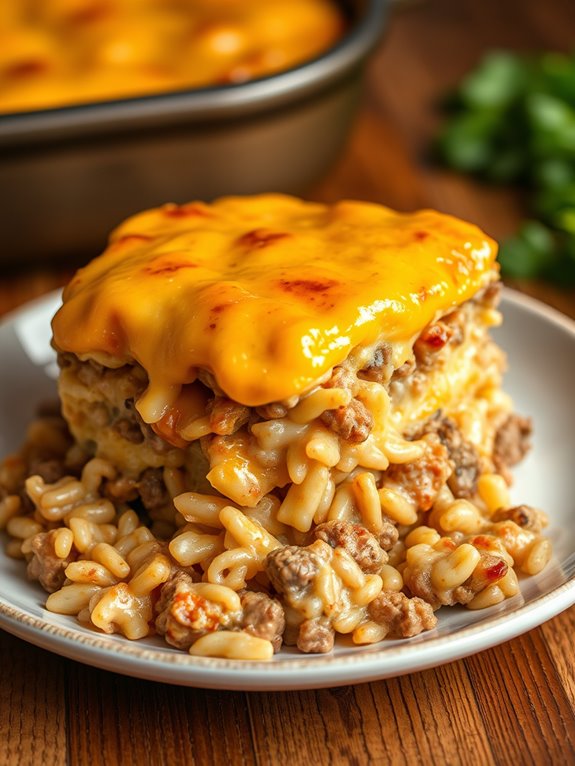 cheesy beef rice dish