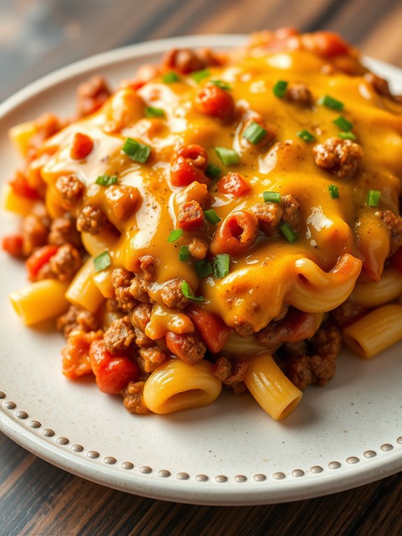 cheesy casserole with sloppy joes