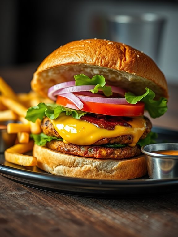 cheesy potato filled burger