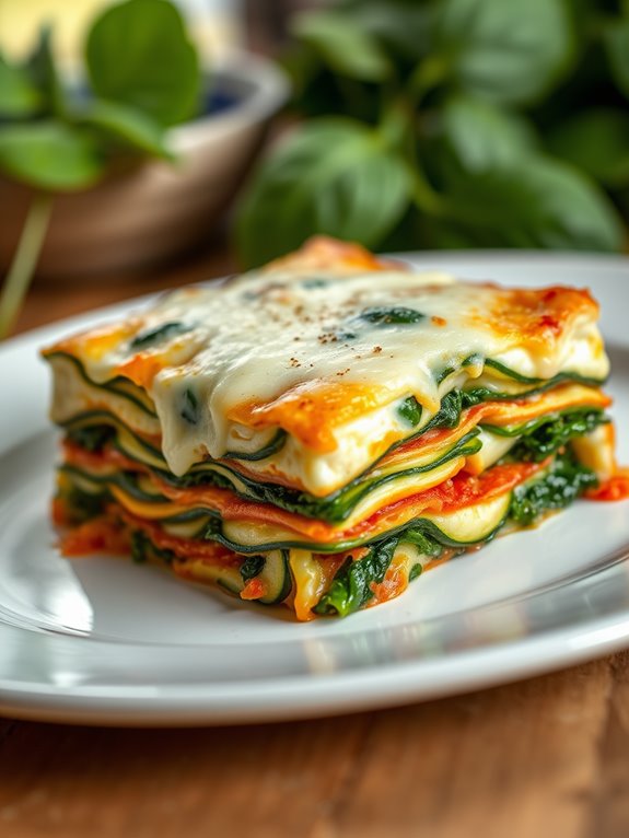 cheesy spinach zucchini lasagna