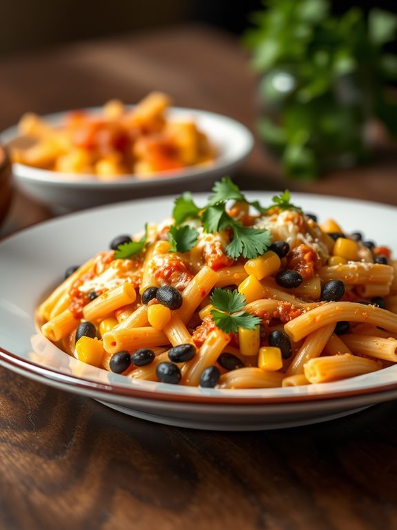 cheesy tex mex pasta dish