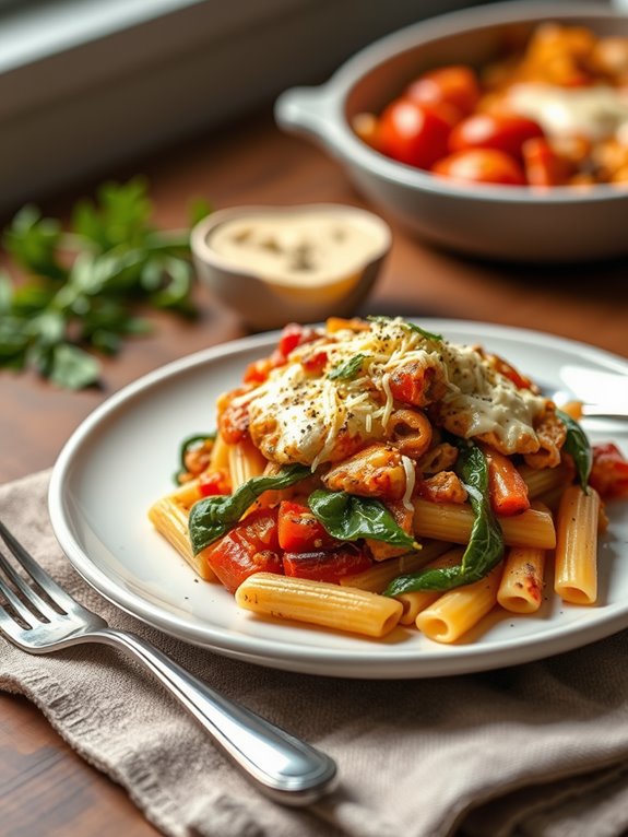 cheesy vegetable pasta dish