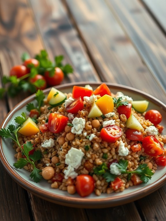 chickpea farro mediterranean salad