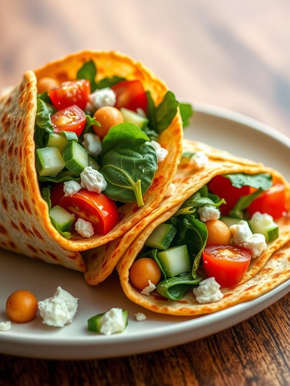 chickpea filled mediterranean wrap