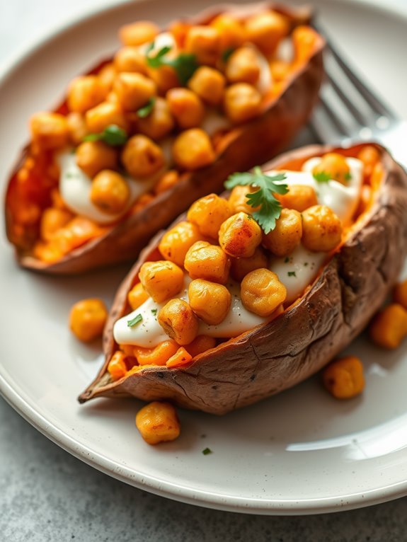 chickpeas stuffed sweet potatoes