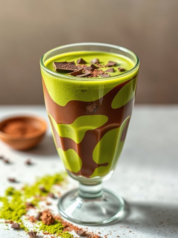 chocolate and matcha smoothie