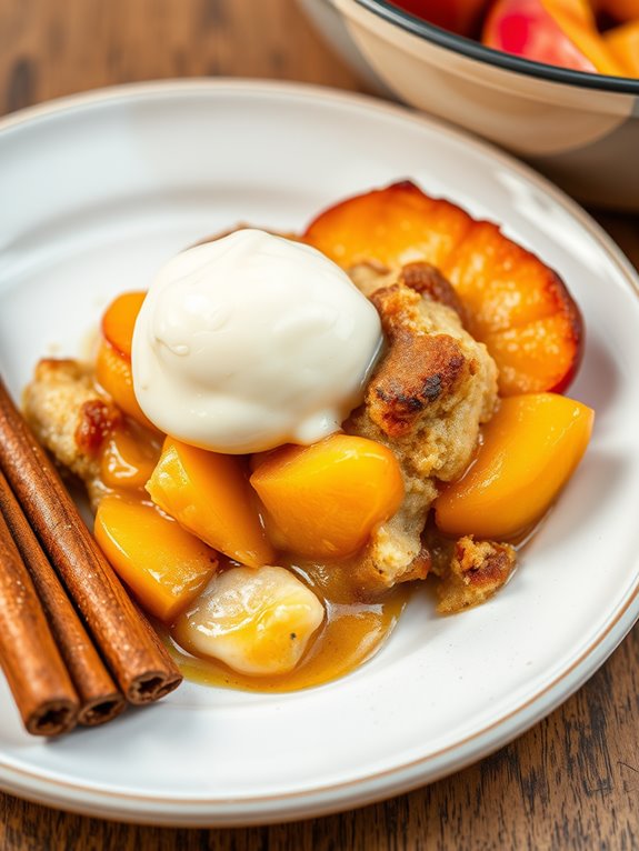 cinnamon roll peach dessert