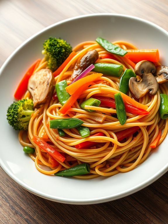 colorful noodle stir fry