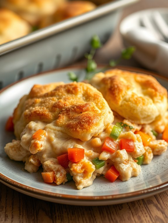 comforting chicken biscuit casserole