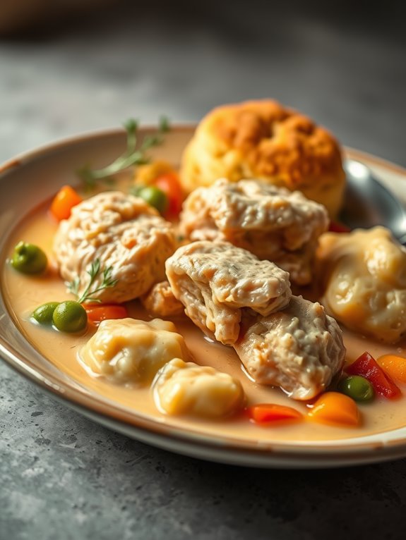 comforting chicken biscuit stew