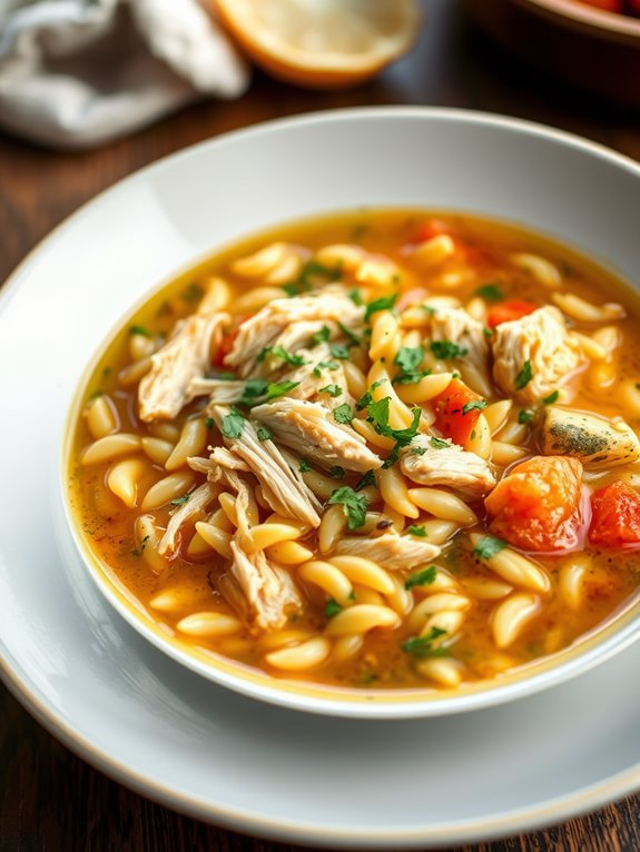 comforting chicken orzo soup