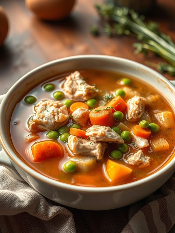 comforting warm chicken broth