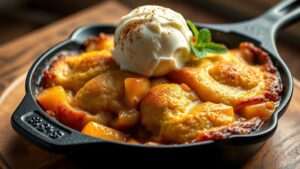 cozy cast iron apple cobbler