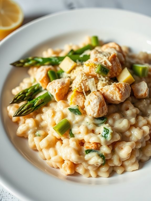 creamy asparagus chicken risotto