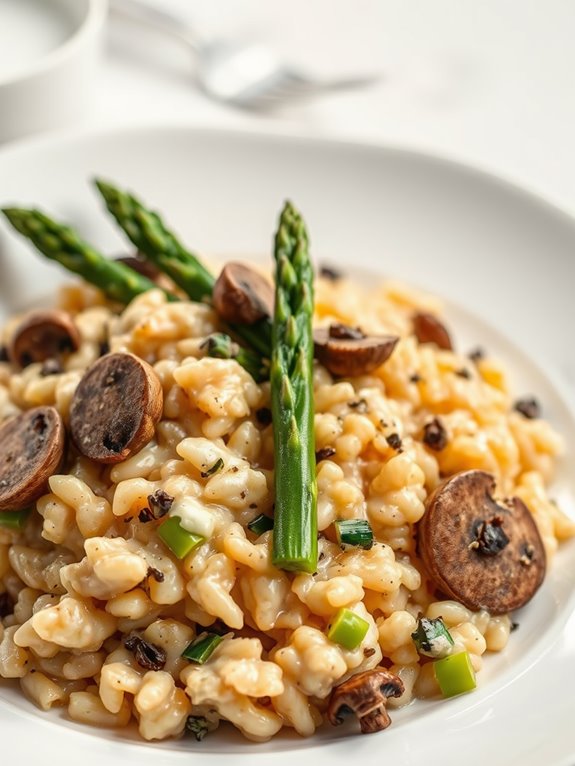 creamy asparagus mushroom risotto