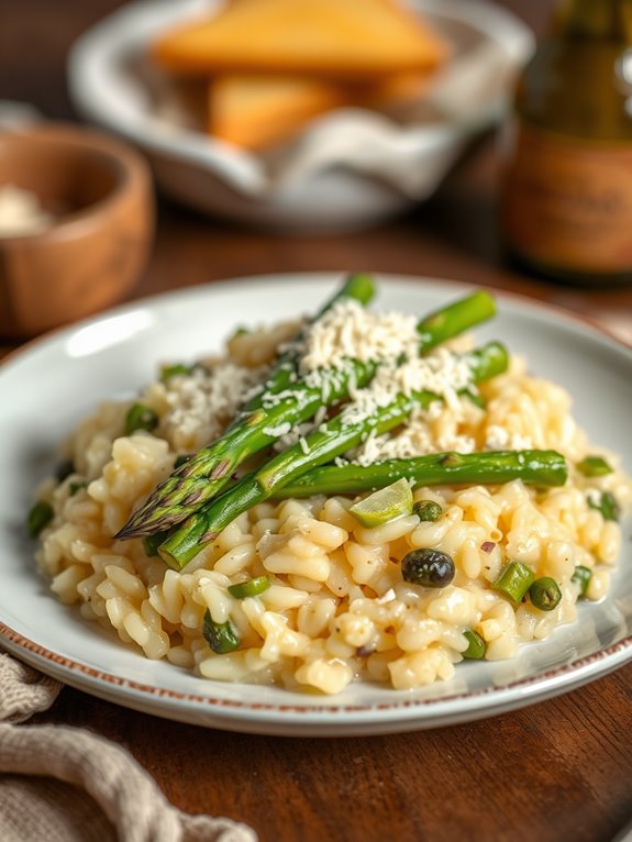 creamy asparagus truffle risotto