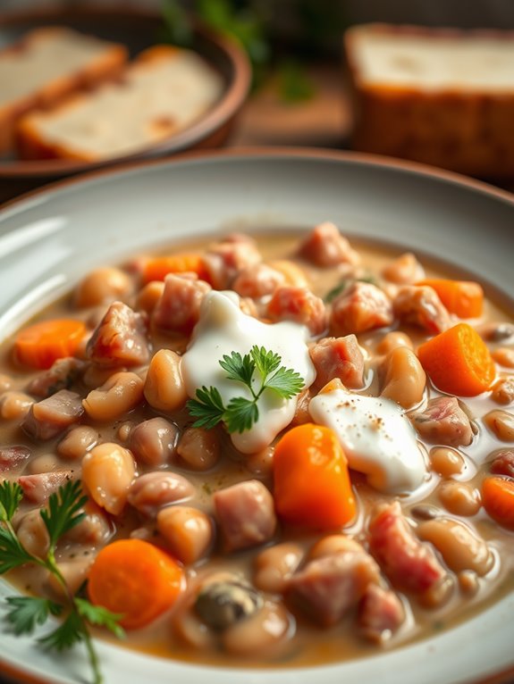 creamy bean and ham stew