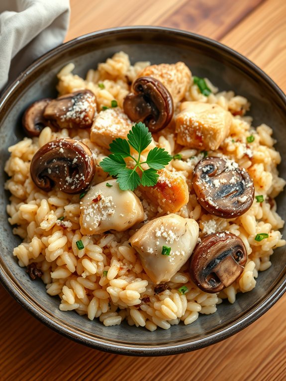 creamy chicken mushroom risotto