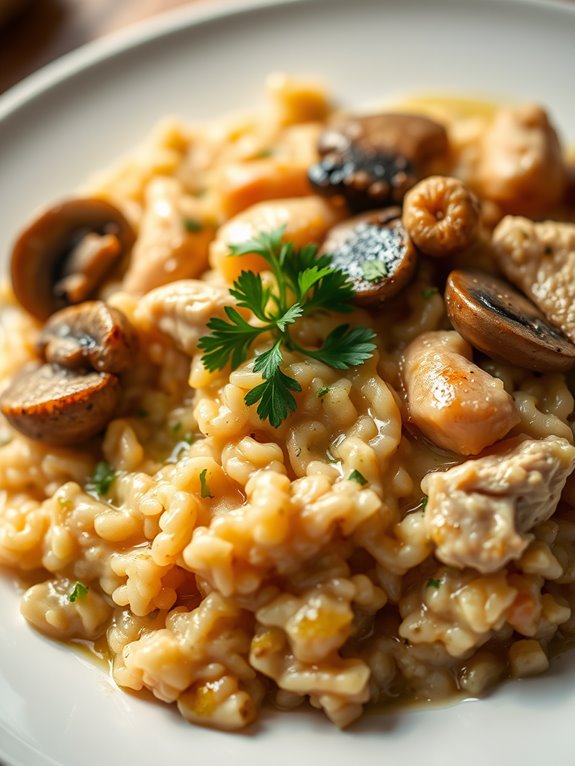 creamy chicken mushroom risotto