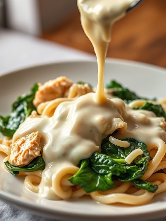 creamy chicken spinach pasta