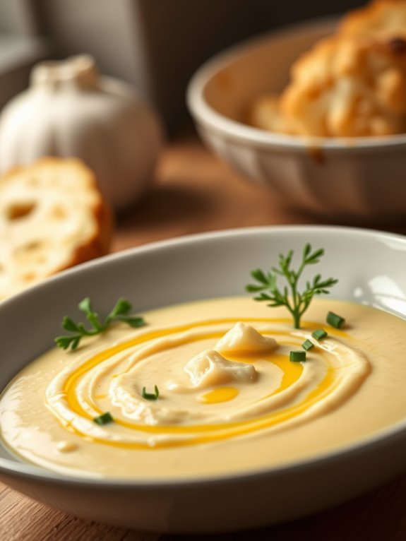 creamy garlic cauliflower soup