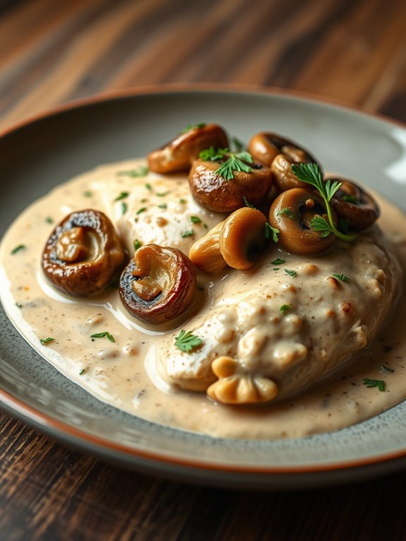 creamy garlic mushroom dish