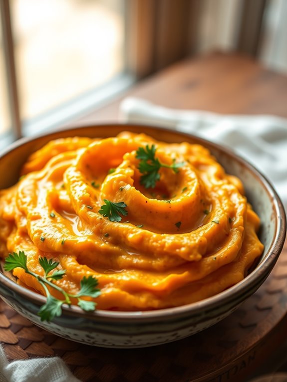 creamy garlic sweet potatoes