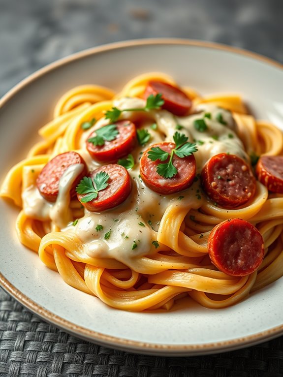 creamy kielbasa pasta dish