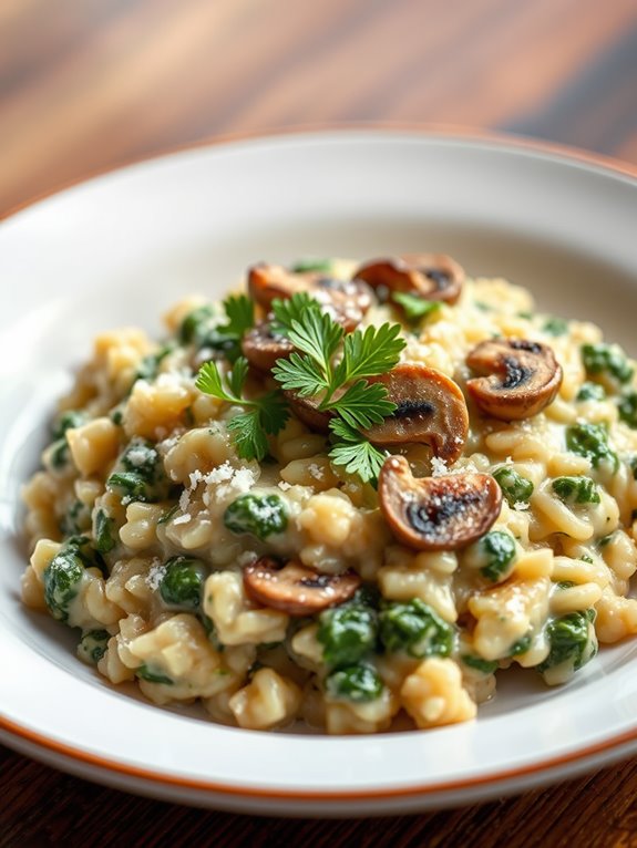 creamy mushroom spinach risotto