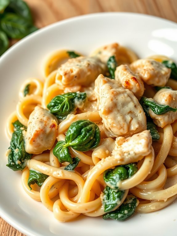 creamy spinach chicken pasta