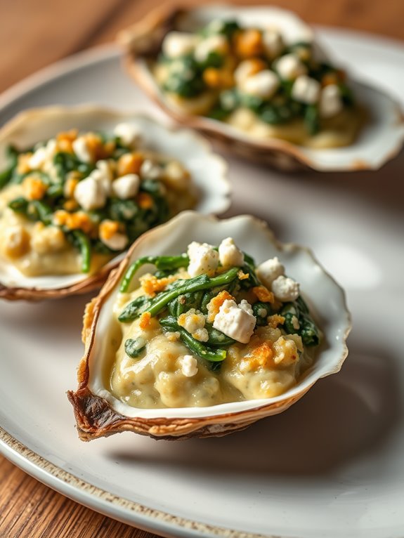 creamy spinach feta oysters