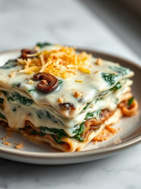 creamy spinach mushroom lasagna